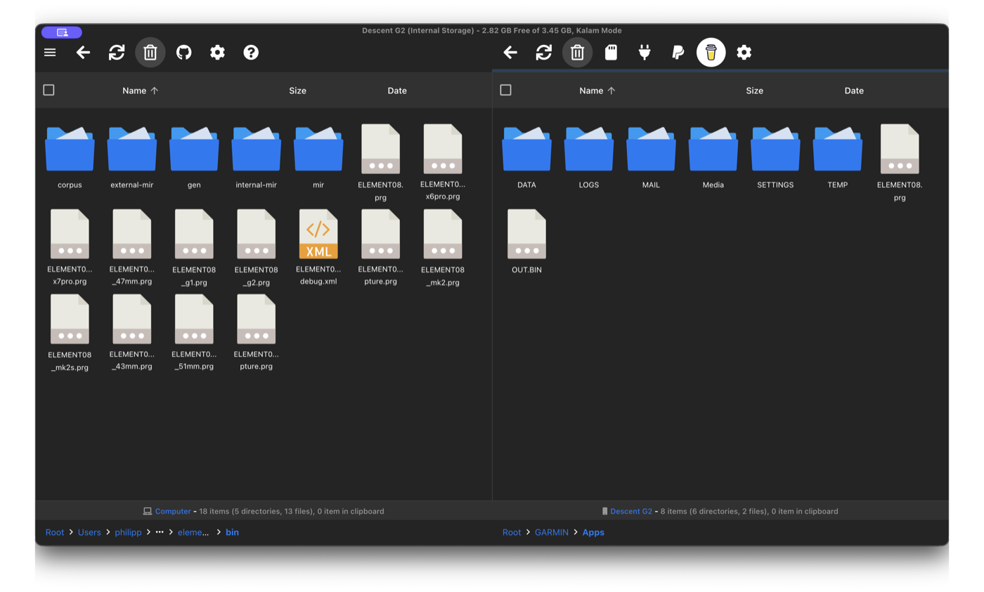 The .prg file now present in the watch's Apps folder.